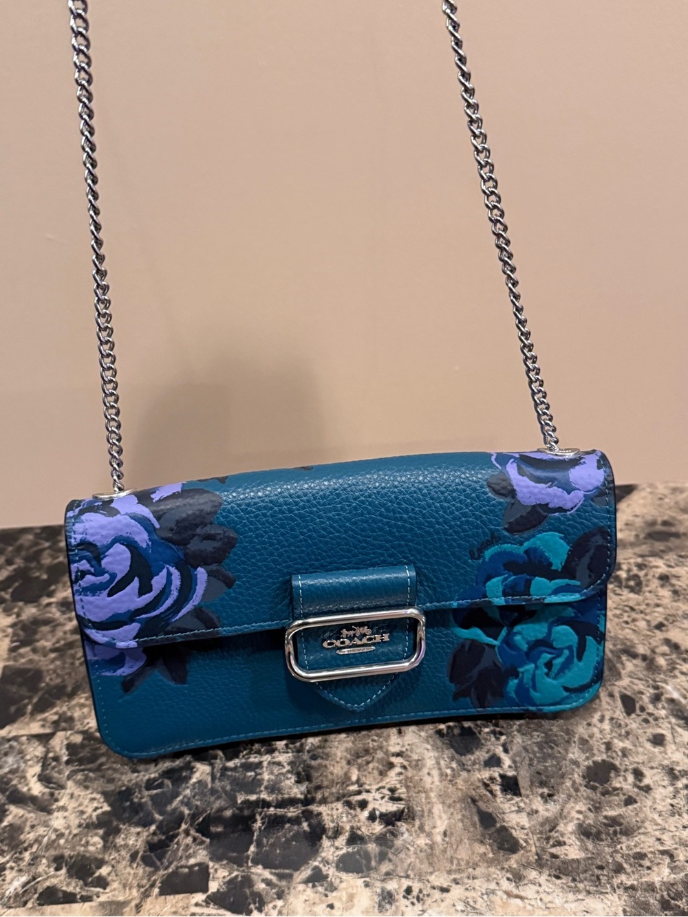 ❌SOLD❌Coach Morgan Crossbody with Jumbo Floral Print Deep Turquoise - Picture 3 of 14